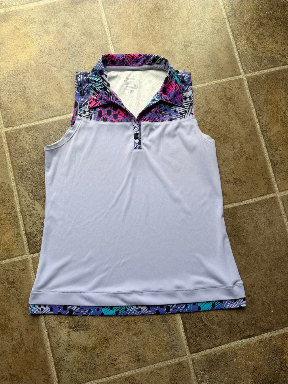Slazenger Lavender Sleeveless Polo Tank with Multicolor Trim